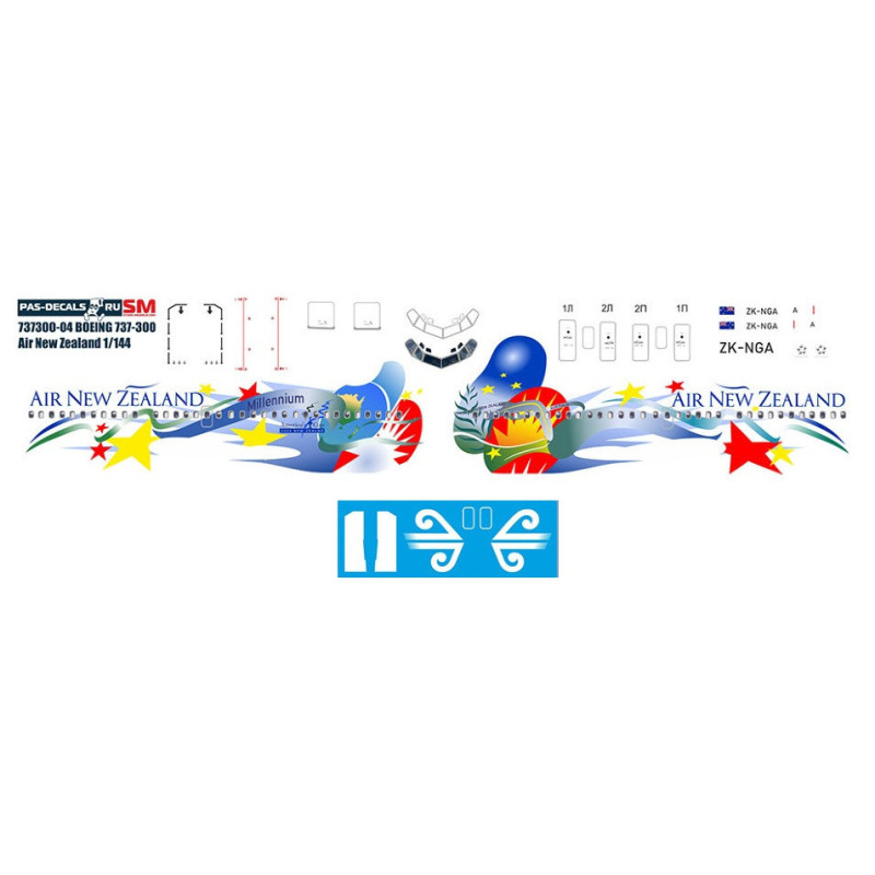 1:144 PAS-Decals - Boeing 737-300 Air New Zealand Millenium, Decal