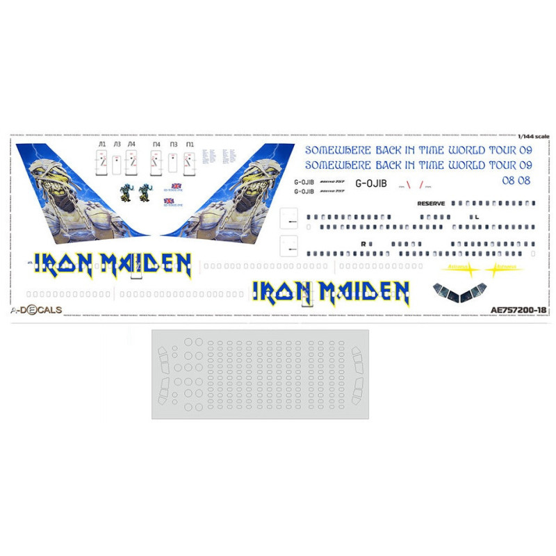1:144 PAS-Decals - Boeing 757-200 Iron Maiden G-OJIB. With paint masks, Decal for Zvezda and Revell kits