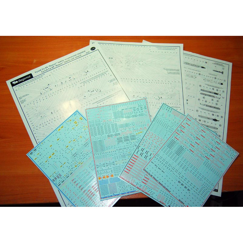 1:48 Begemot Decals 48-020 - Сухой Су-24 технические надписи