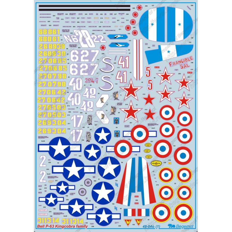 1:48 Begemot Decals 48-046 - Bell P-63 Kingcobra