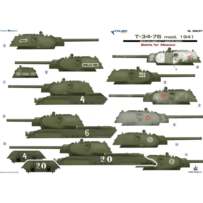 1:35 Colibri Decals 35037 - Т-34/76 / T-34/76 model 1941. Part 3, Battle for Moscow