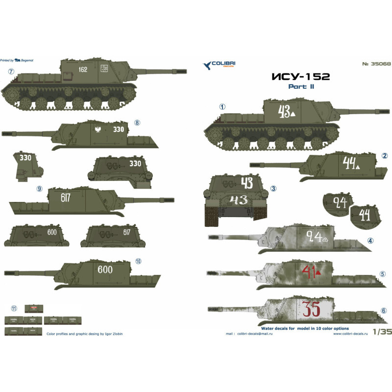 1:35 Colibri Decals 35068 - ИСУ-152 / ISU-152 self-propelled guns, Part 2