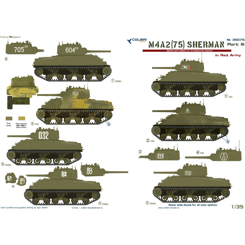 1:35 Colibri Decals 35075 - M4A2 (75) Sherman - in Red Army. Part 3