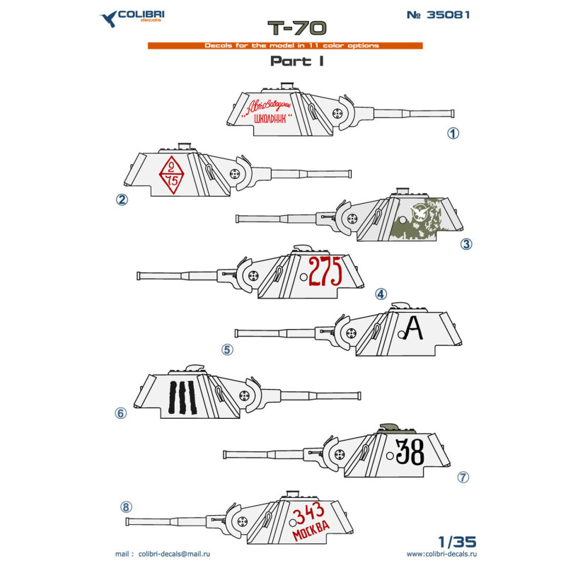 1:35 Colibri Decals 35081 - Т-70 / Т-70 Soviet tank WW II. Part 1