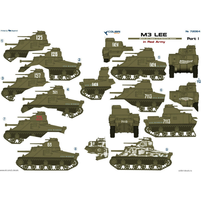1:72 Colibri Decals 72064 - M3 Lee in Red Army, Part 1