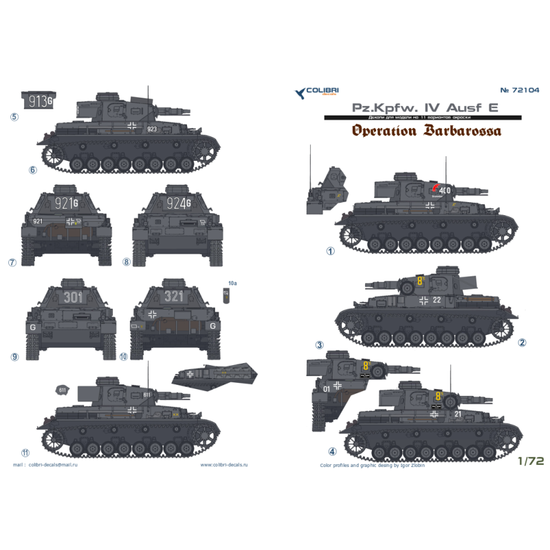 1:72 Colibri Decals 72104 - Pz.Kpfw. IV Ausf.E Operation Barbarossa