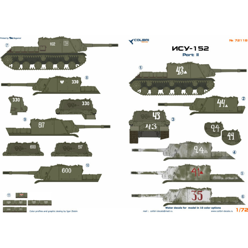1:72 Colibri Decals 72118 - ИСУ-152 / ISU-152 Soviet Self-propelled gun. Part 2