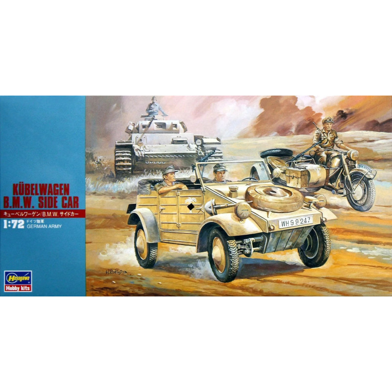 1:72 Hasegawa 31112 - Kubelwagen & BMW R75 Side Car with Figures