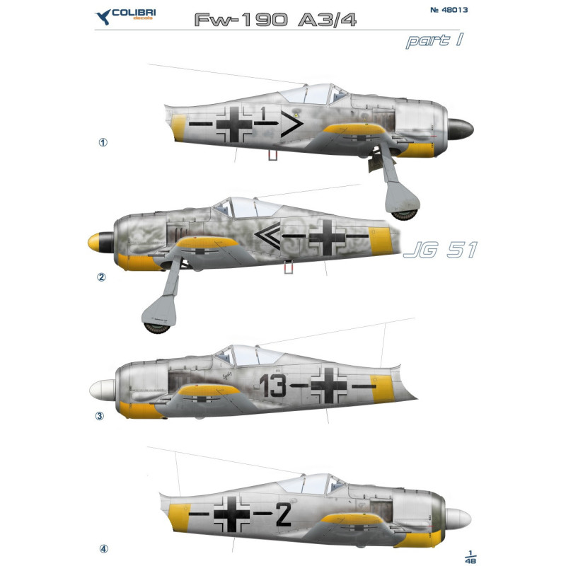 1:48 Colibri Decals 48013 - Fw-190 A3 Jg 51, Part 1