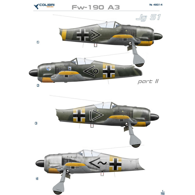 1:48 Colibri Decals 48014 - Fw-190 A3 Jg 51, Part 2