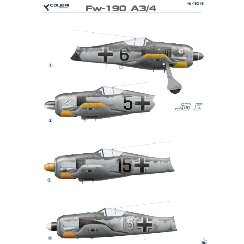 1:48 Colibri Decals 48015 - Fw-190 A3/4 Jg 5
