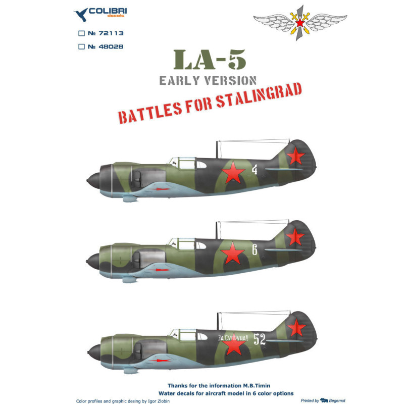 1:48 Colibri Decals 48028 - Ла-5 / La-5 Early version, Battles for Stalingrad