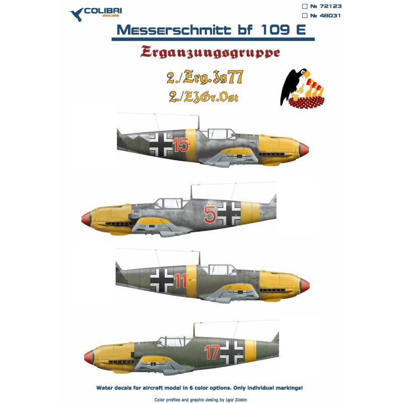 1:48 Colibri Decals 48031 - Bf-109 E ErgGr.JG 77 / ErgJGr. Ost, Part 1