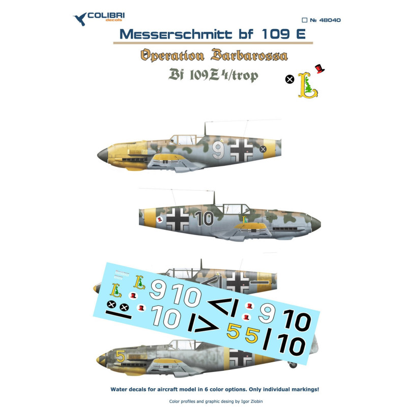 1:48 Colibri Decals 48040 - Bf-109 E trop (Operation Barbarossa)