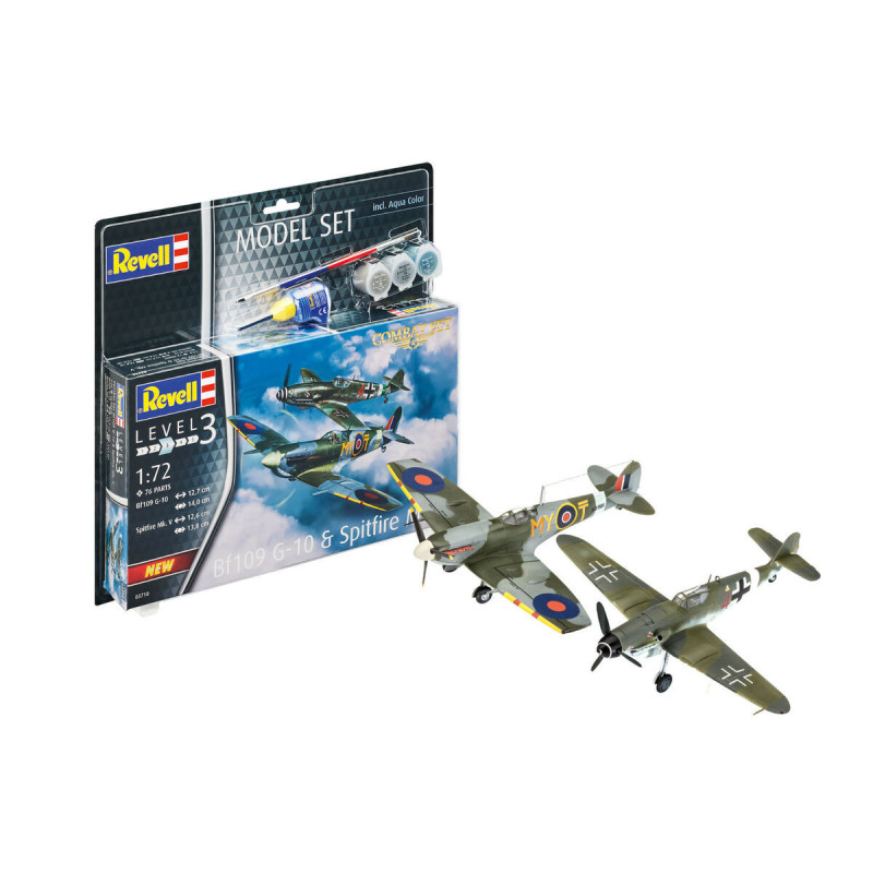 1:72 Revell 63710 - Combat Set Messerschmitt Bf109G-10 & Spitfire Mk.V, Model Set