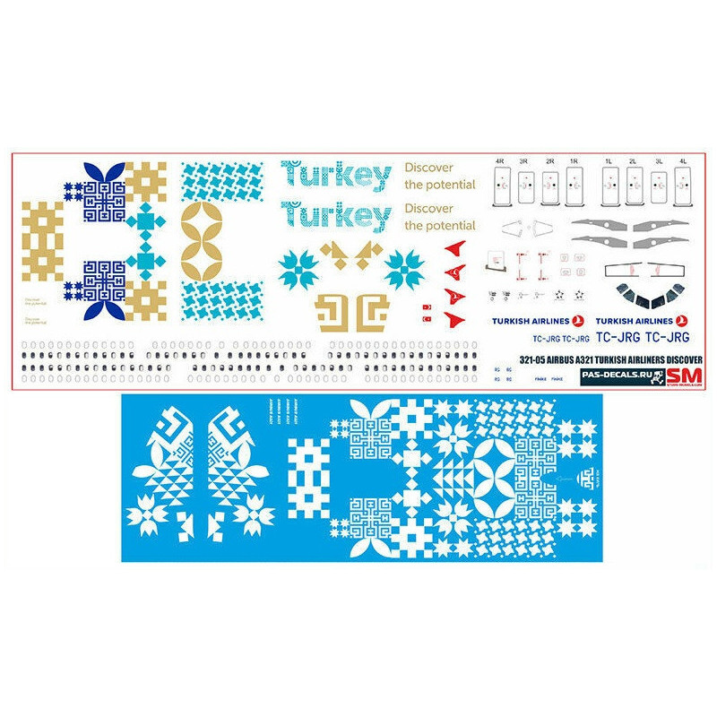 1:144 PAS-Decals 321-05 - Airbus A321 TURKISH Airlines DISCOVER, Decal for Zvezda kits