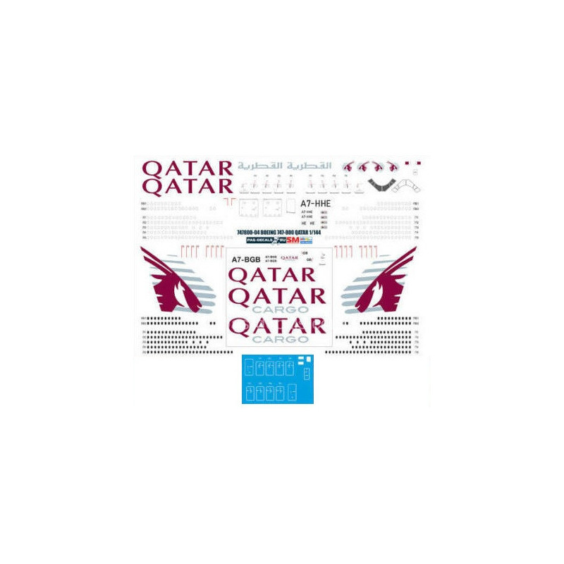 1:144 PAS-Decals 747800-04 - Boeing 747-800 Qatar / Qatar cargo, Decal