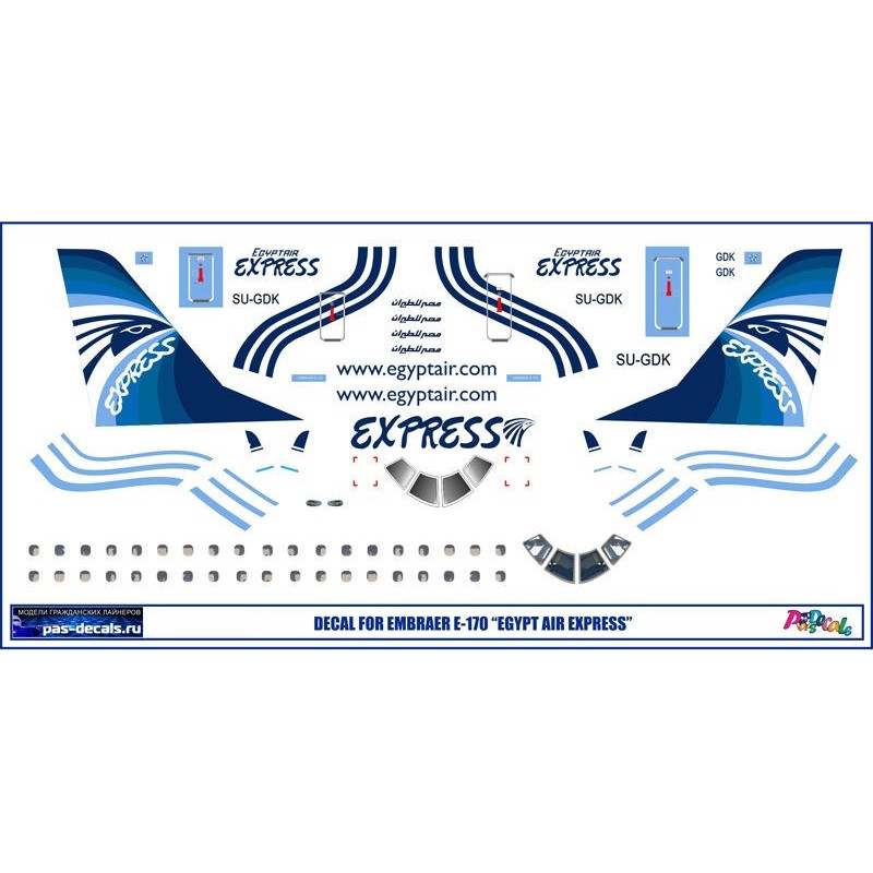 1:144 PAS-Decals 170-01 - Embraer 170 EGYPT Air, Decal