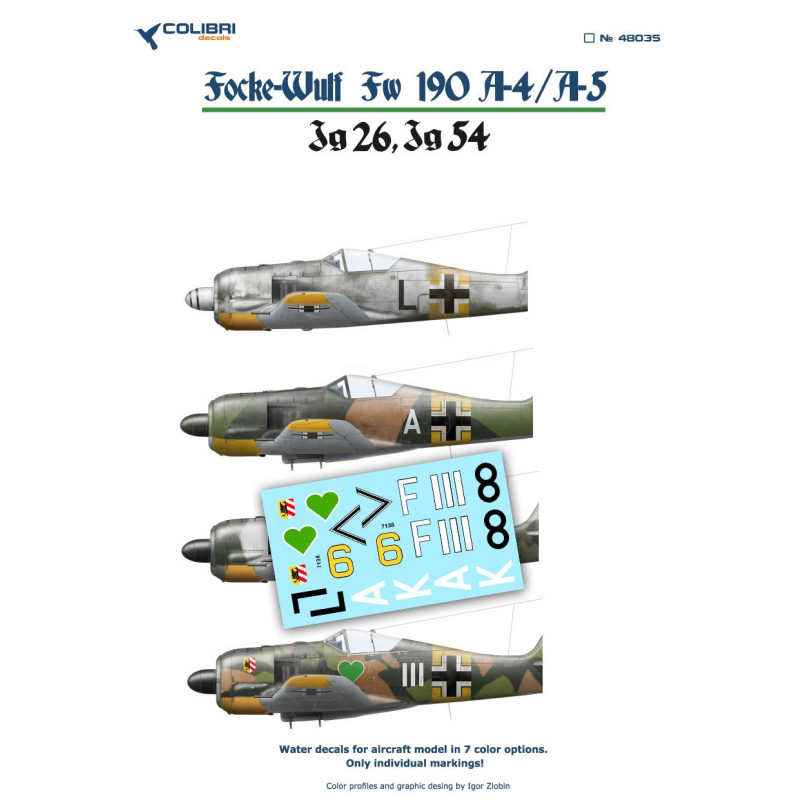 1:48 Colibri Decals 48035 - Fw-190 A4/А5 Jg 54-Jg 26