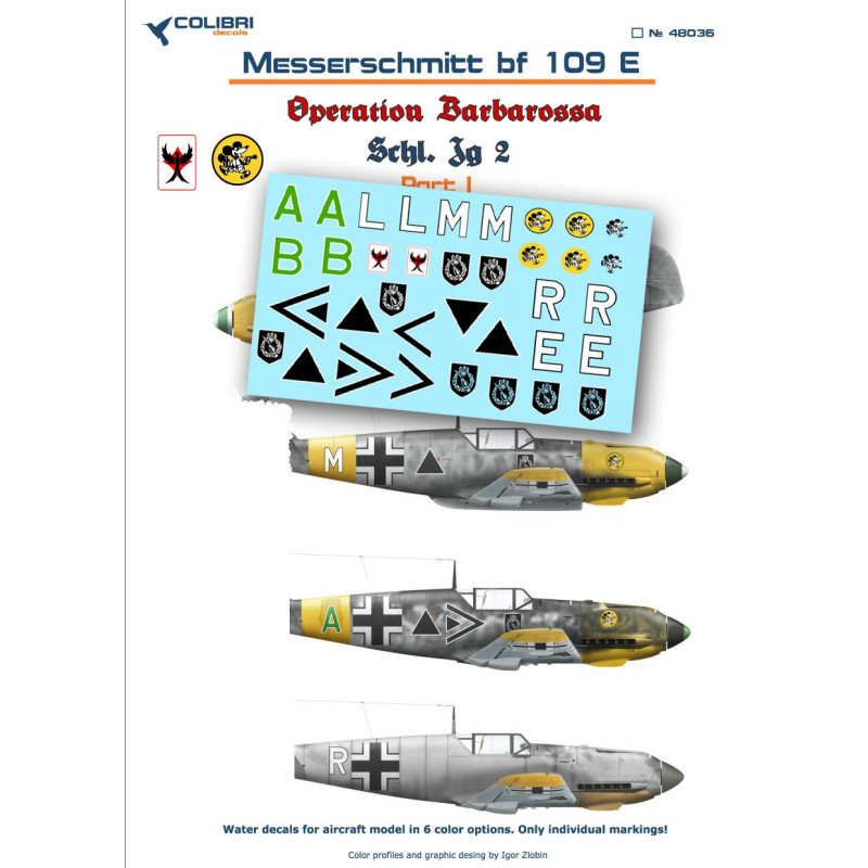 1:48 Colibri Decals 48036 - Bf-109E (Schl)/LG 2 (Operation Barbarossa), Part 1