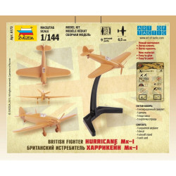 1:144 Zvezda 6173 Lielbritānijas iznīcinātājs Hawker Hurricane Mk.I