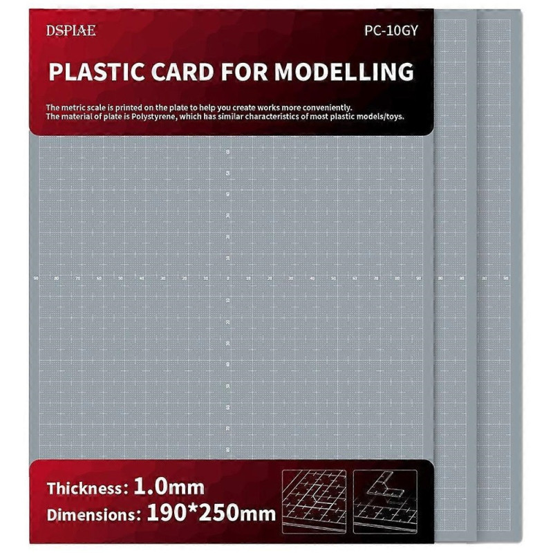 DSPIAE PC-10GY - plastmasas loksnes (190 x 250 mm, 1.0mm, 3 gab.)