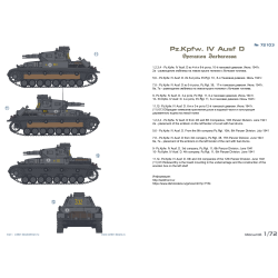 1:72 Colibri Decals 72103 - Pz.Kpfw. IV Ausf.D Operation Barbarossa