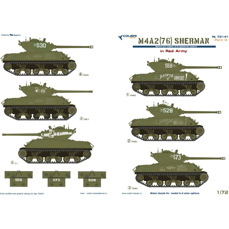 1:72 Colibri Decals 72141 - M4A2 Sherman (76) in Red Army, Part 3