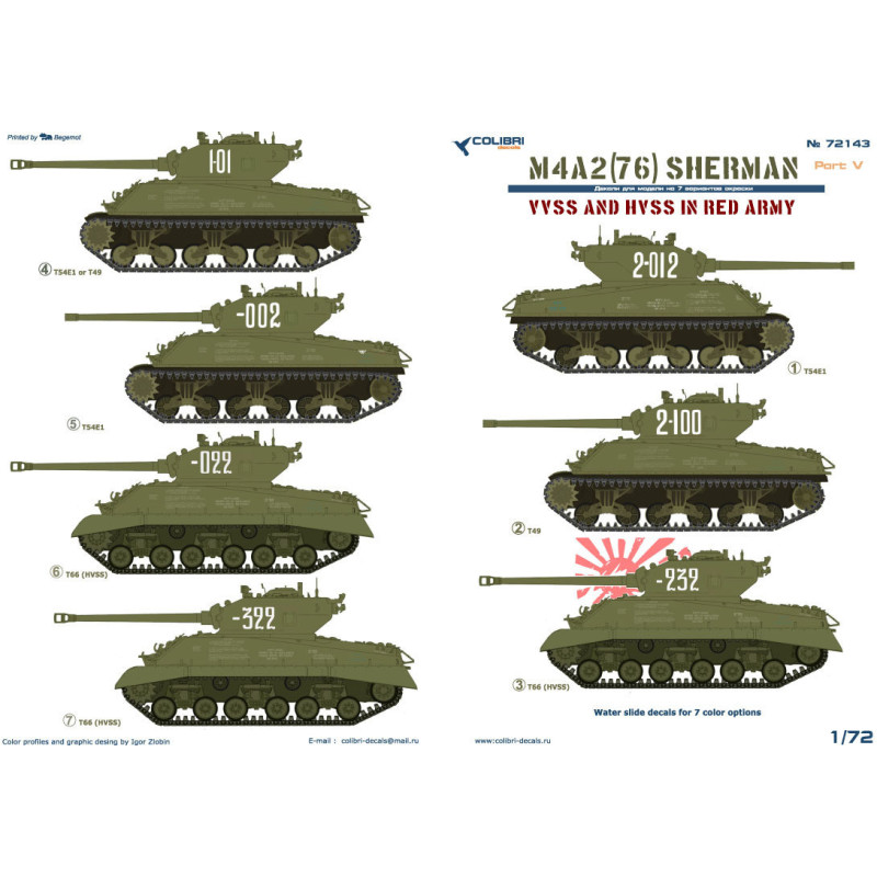 1:72 Colibri Decals 72143 - M4A2 Sherman (76) & HVSS - in Red Army, Part 5
