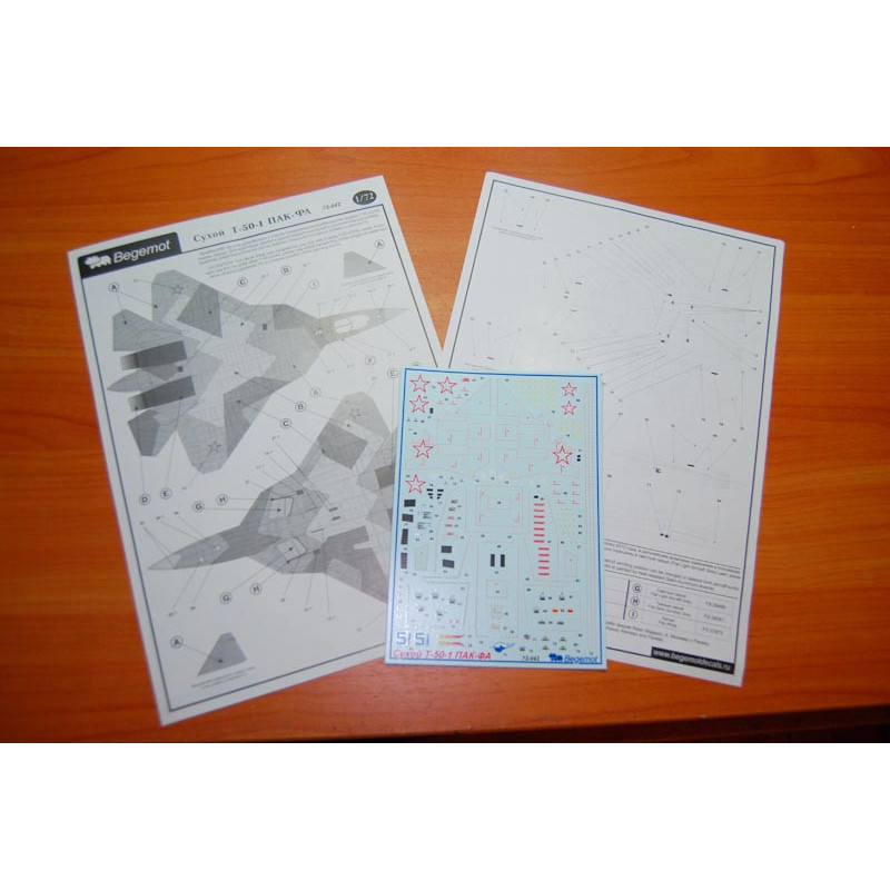 1:72 Begemot Decals 72-042 - Сухой T-50 ПАК-ФА (для модели фирмы "Звезда" 7275)
