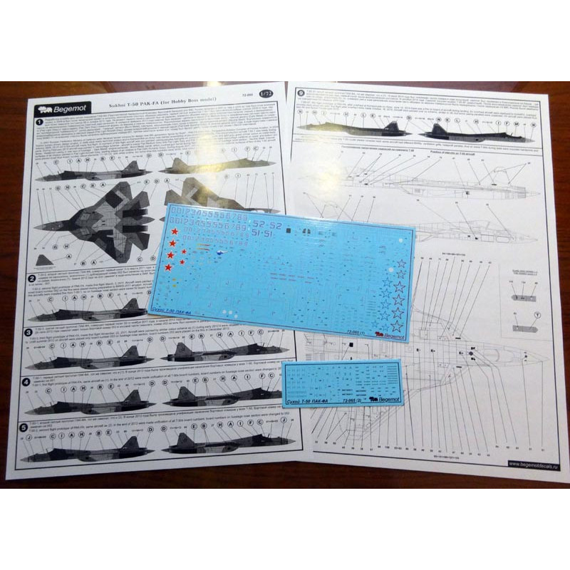 1:72 Begemot Decals 72-065 - Сухой T-50 ПАК-ФА (для модели фирмы "Hobby Boss")