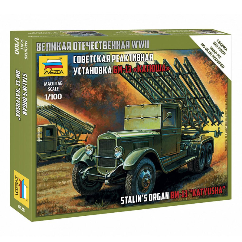 1:100 Zvezda 6128 - Padomju raķešu palaišanas iekārta BM-13 "Katyusha"