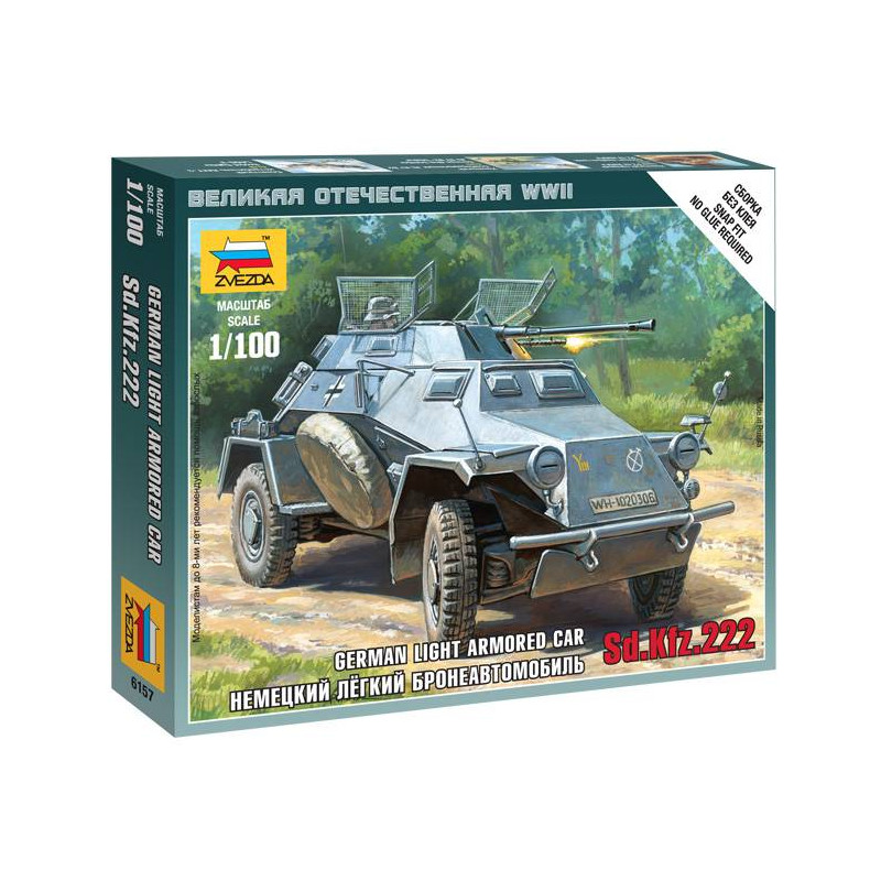 1:100 Zvezda 6157 - Vācu vieglā bruņu automašīna Sd.Kfz.222