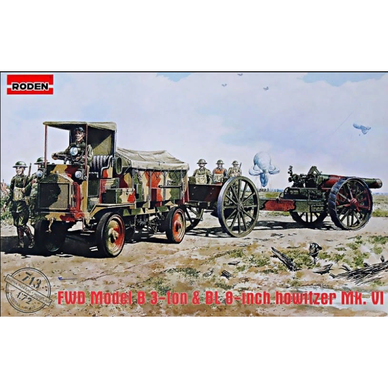 1:72 Roden 713 FWD Model B 3-ton & BL 8-inch howitzer Mk.VI
