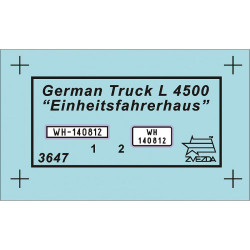1:35 Zvezda 3647 - Einheitsfahrerhaus L-4500 Vācu smagā kravas automašīna