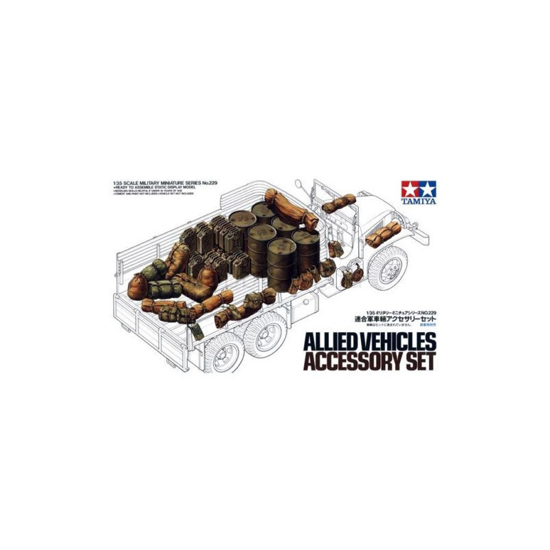 1:35 Tamiya 35229 - Аксессуары союзных войск (бочки, канистры, палатки, рюкзаки и др.)