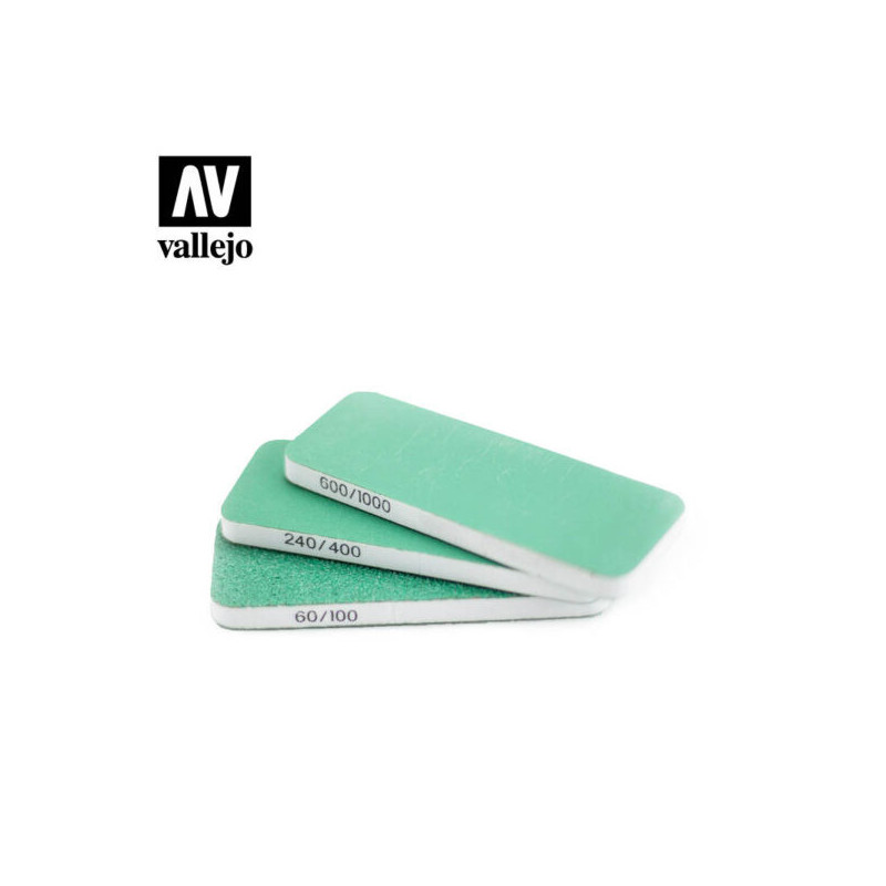 Vallejo T04003 - Набор шлифовальных губок (3 шт., 80х30х6 мм, разной зернистости) - FlexiSander Dual Grit x3 (80x30x6mm)