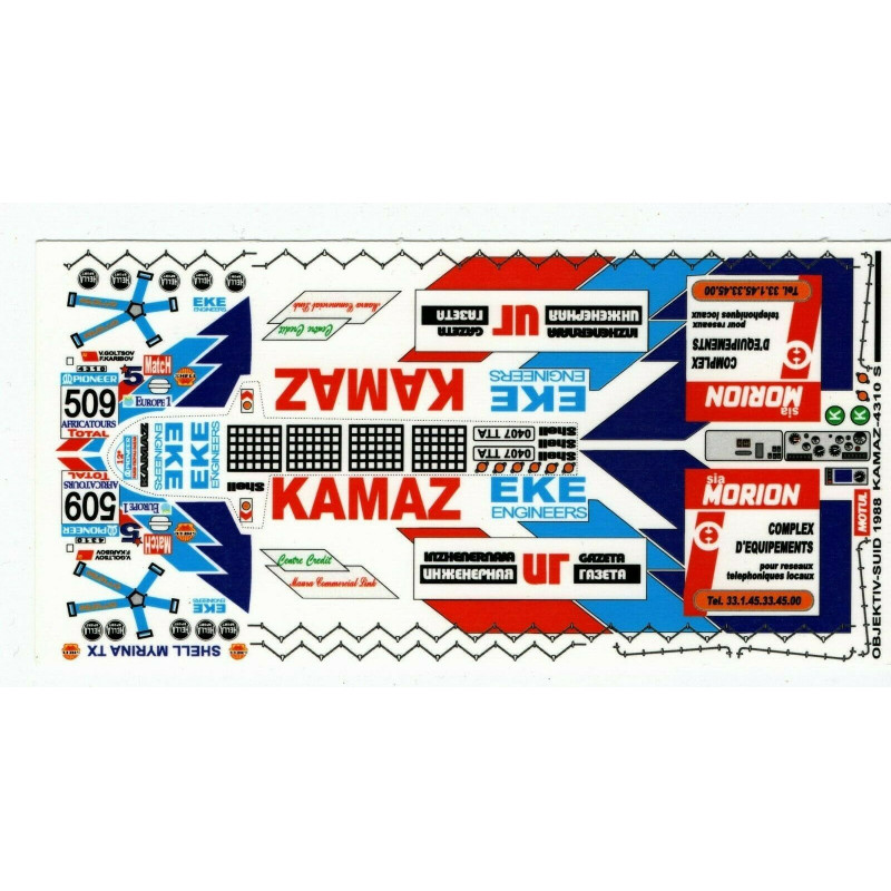 1:43 C3D Decals 43020 - Decals on KAMAZ-4310 №509 Rally Objectif Sud 1988