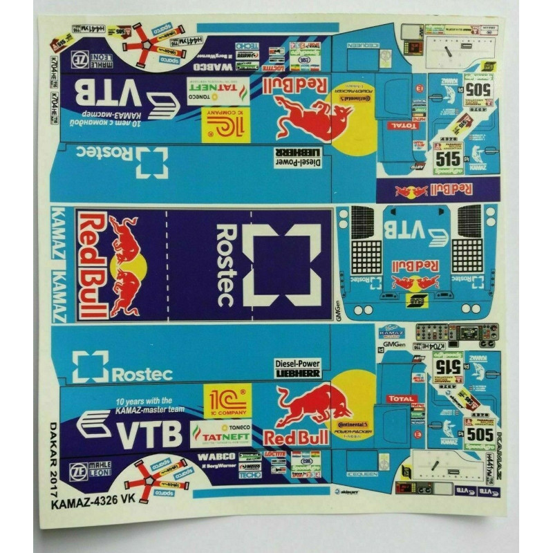 1:43 C3D Decals 43022 - Decals on KAMAZ-4326 VK №505 & №515 Rally Paris-Dacar 2017