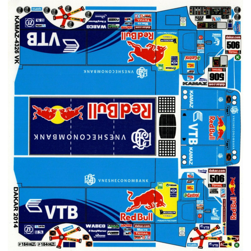 1:43 C3D Decals 43023 - Decals on KAMAZ-4326 VK №506 Rally Paris-Dacar 2014