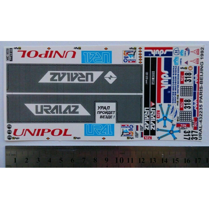 1:43 C3D Decals 43026 - Decals on URAL-432235 №317 & №318 Rally Paris-Beijing 1992
