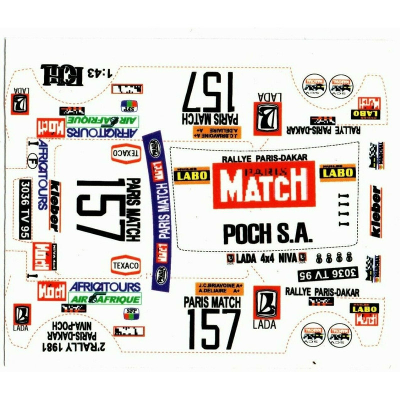 1:43 C3D Decals 43031 - Decals for Lada 4x4 Niva Poch №157 Rally Paris-Dakar 1981