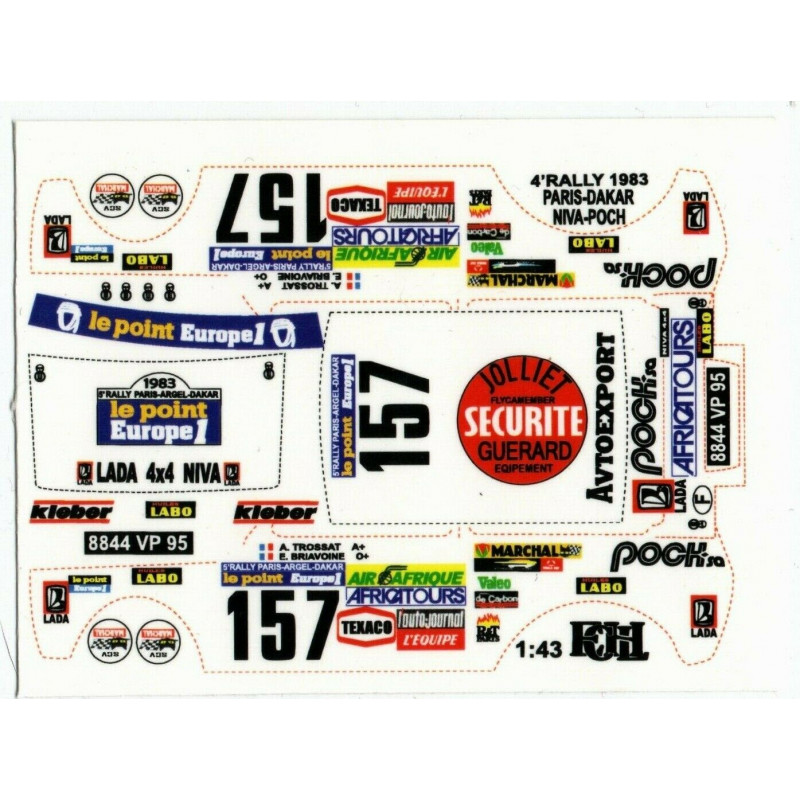 1:43 C3D Decals 43032 - Decals for Lada 4x4 Niva Poch №157 Rally Paris-Dakar 1983