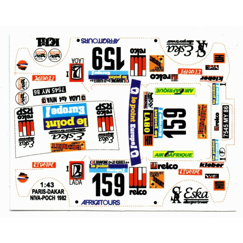 1:43 C3D Decals 43159-82 - Decals for Lada 4x4 Niva Poch №159 Rally Paris-Dakar 1982
