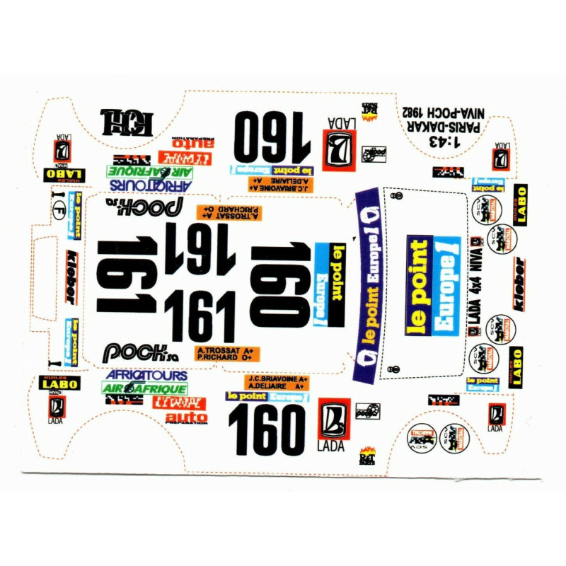 1:43 C3D Decals 43034 - Decals for Lada 4x4 Niva Poch №160 & №161 Rally Paris-Dakar 1982