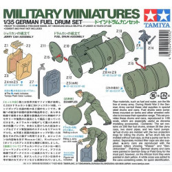 1:35 Tamiya 35186 - Vācu 200 litru degvielas mucas (6 gab.), 20 litru kannas ūdenim un degvielai