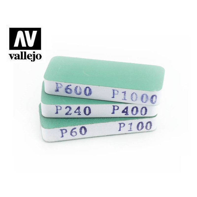 Vallejo T04004 - Набор шлифовальных губок (3 шт., 80х30х12 мм, разной зернистости) - FlexiSander Dual Grit x3 (80x30x12mm)