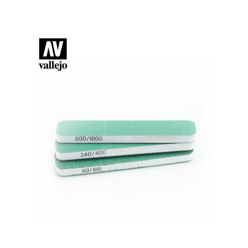 Vallejo T04002 - Набор шлифовальных губок (3 шт., 90x19x12 мм, разной зернистости) - FlexiSander Dual Grit x3 (90x19x12mm)